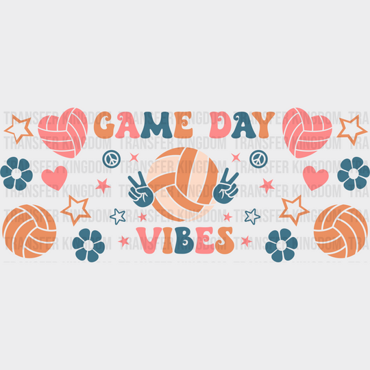 Game Day Vibes - Volleyball Cup Wrap Uv Sticker Permanent Dtf Decal