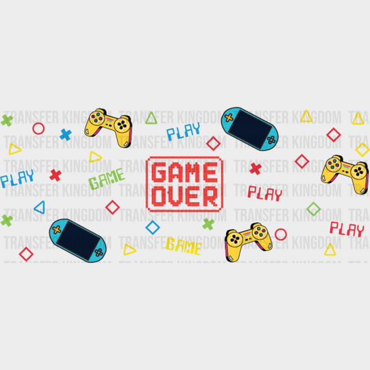 Game Over Colorful Design - Video Games Cup Wrap Uv Sticker Permanent Dtf Decal