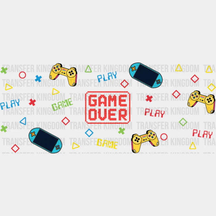 Game Over Colorful Design - Video Games Cup Wrap UV Sticker Permanent UV DTF Decal