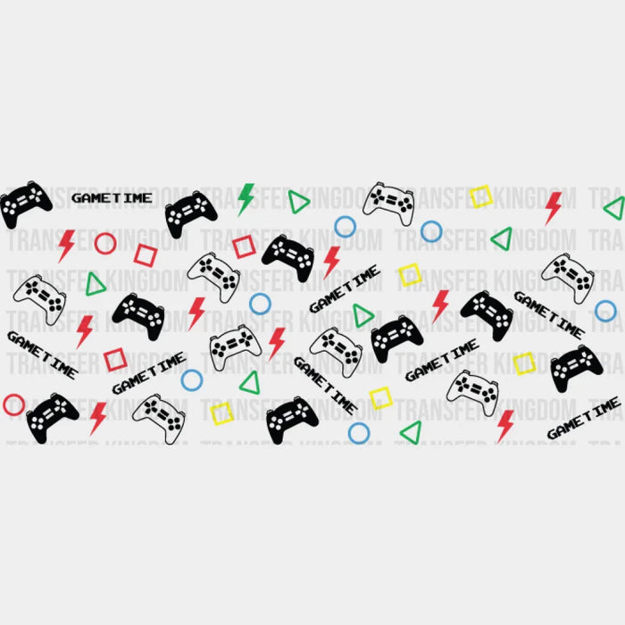 Game Time Colorful Design - Video Games Cup Wrap UV Sticker Permanent UV DTF Decal