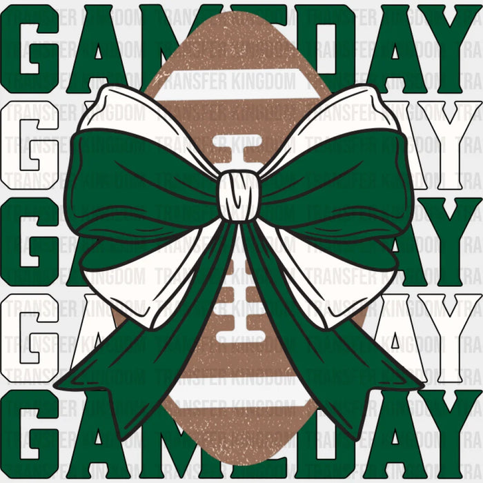 Gameday Green And White Ribbon - Game Day DTF Transfer