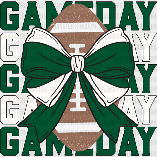 Gameday Green And White Ribbon - Game Day DTF Transfer Adult Unisex - S & M (10’’) / Dark Color Design (See Imaging)