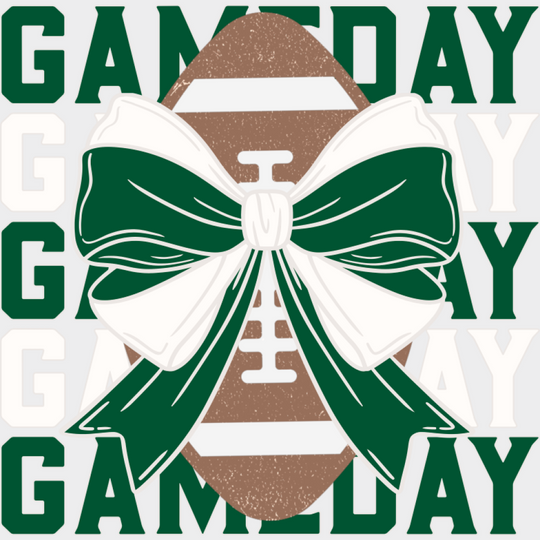 Gameday Green And White Ribbon - Game Day DTF Transfer Adult Unisex - S & M (10’’) / Light Color Design (See Imaging)