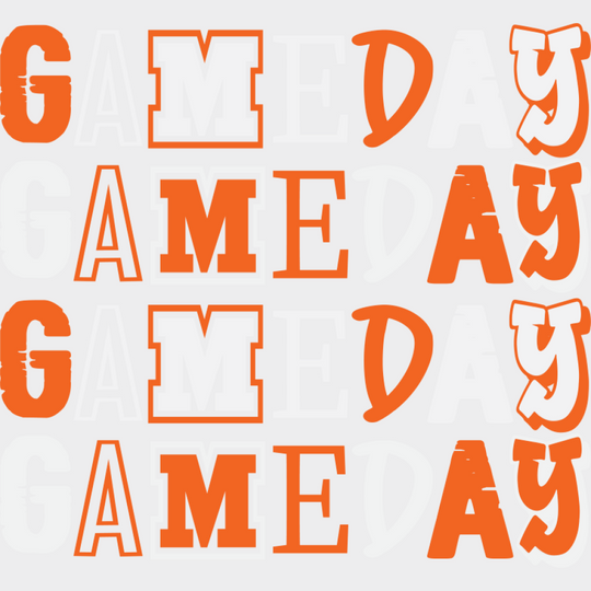 Gameday Orange Design - Game Day DTF Transfer Adult Unisex - S & M (10’’) / Light Color Design (See Imaging)