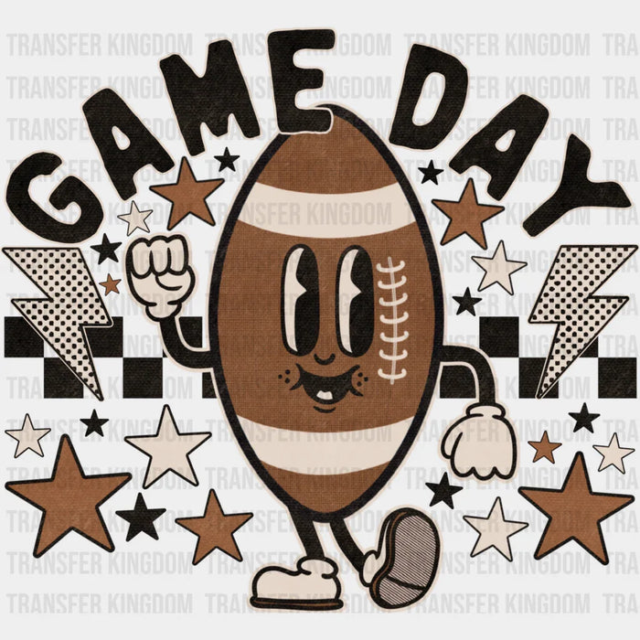 Gameday Smiley Football Brown Stars Design - Football DTF Heat Transfer