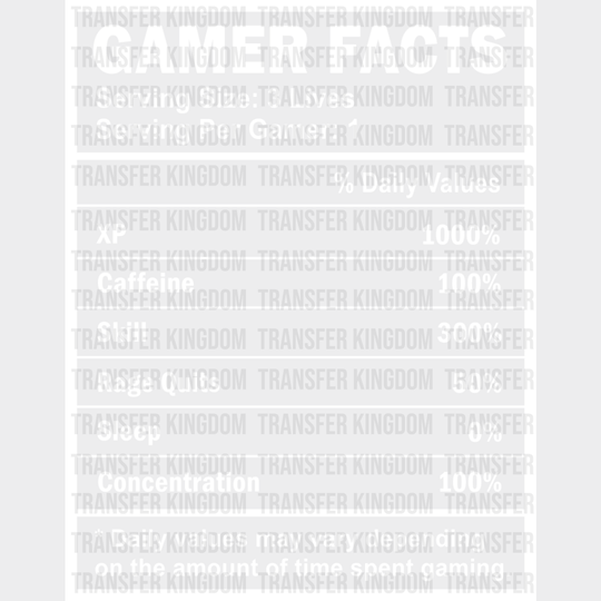 Gamer Facts - Video Game Dtf Heat Transfer Unisex S & M (10’’) / Light Color Design See Imaging