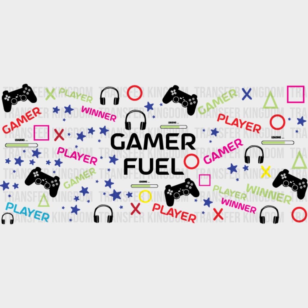 Gamer Fuel Colorful - Video Games Cup Wrap Uv Sticker Permanent Dtf Decal