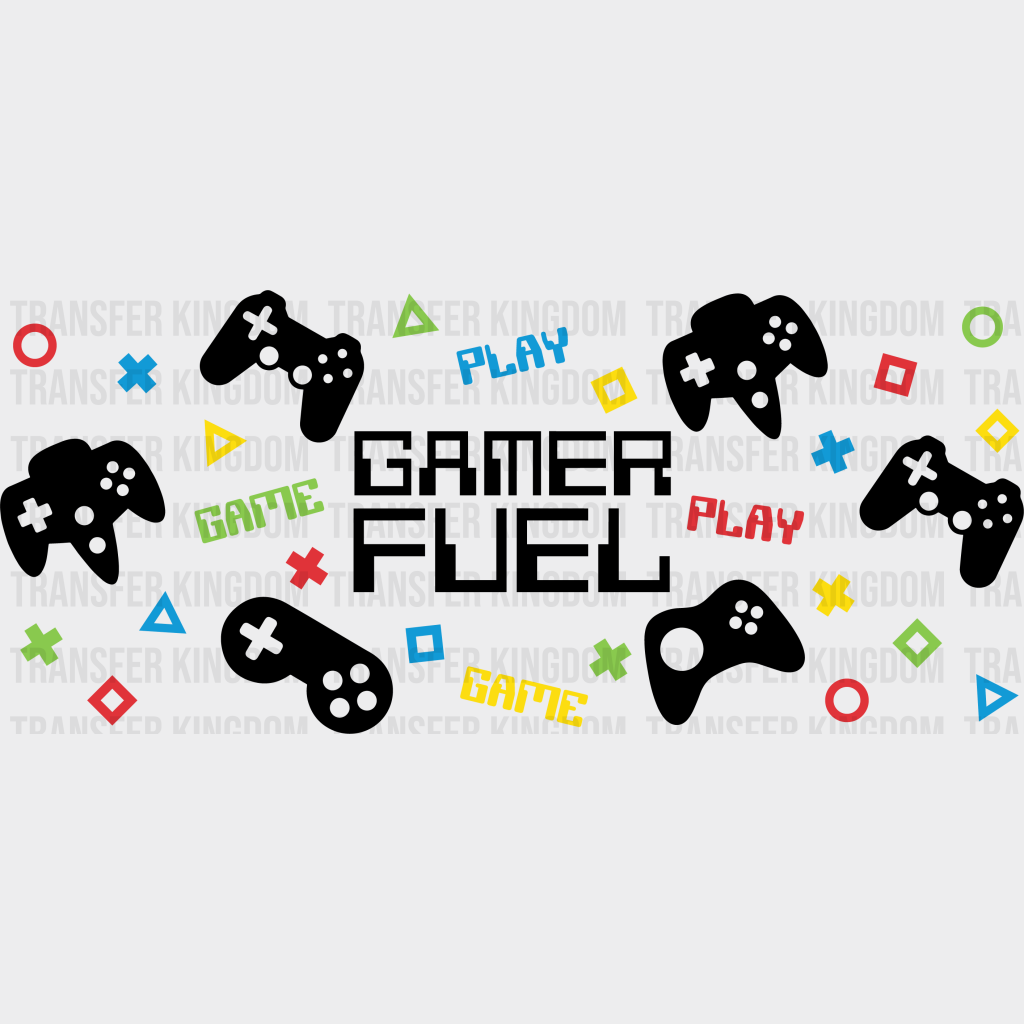 Gamer Fuel Controller Design - Video Games Cup Wrap Uv Sticker Permanent Dtf Decal