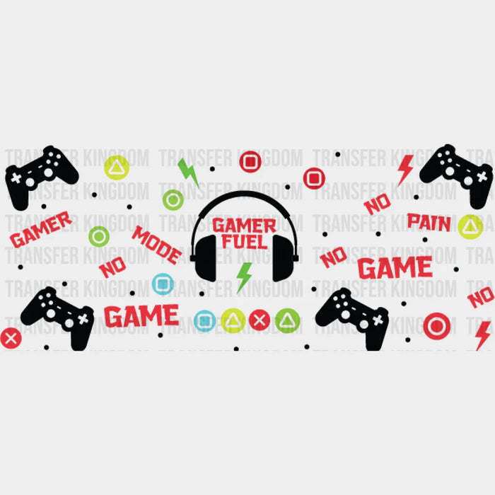Gamer Fuel Headphone Design - Video Games Cup Wrap UV Sticker Permanent UV DTF Decal