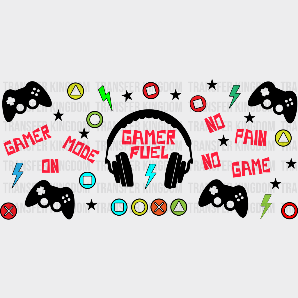 Gamer Fuel Uv Dtf Transfer Cup Wrap Sticker