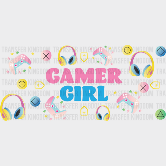 Gamer Girl Colorful Design - Video Games Cup Wrap Uv Sticker Permanent Dtf Decal