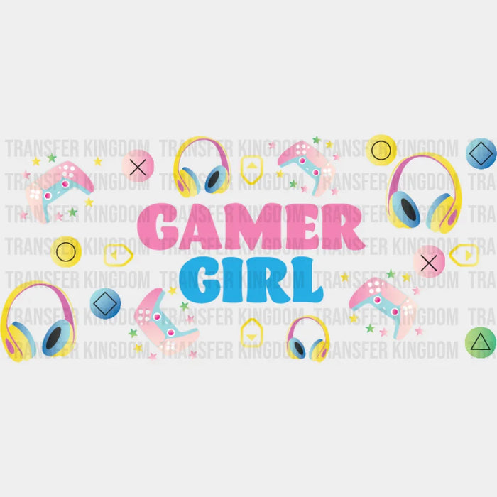 Gamer Girl Colorful Design - Video Games Cup Wrap UV Sticker Permanent UV DTF Decal
