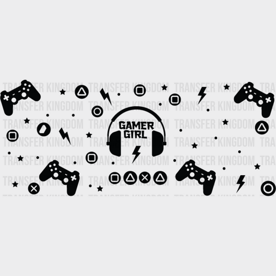 Gamer Girl Headphones - Video Games Cup Wrap Uv Sticker Permanent Dtf Decal