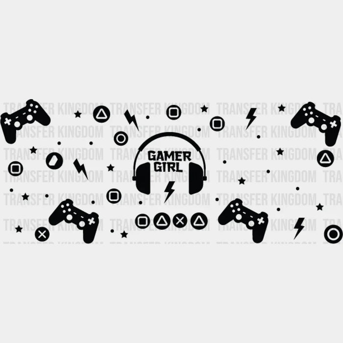Gamer Girl Headphones - Video Games Cup Wrap UV Sticker Permanent UV DTF Decal