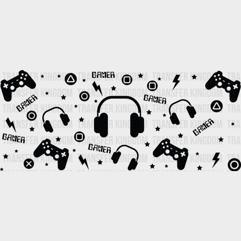 Gamer Headphones Design - Video Games Cup Wrap Uv Sticker Permanent Dtf Decal