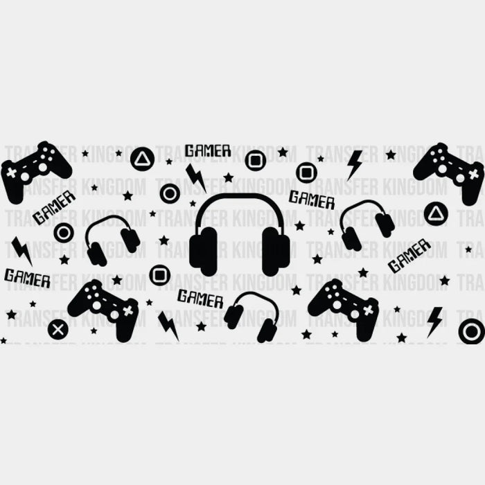 Gamer Headphones Design - Video Games Cup Wrap UV Sticker Permanent UV DTF Decal