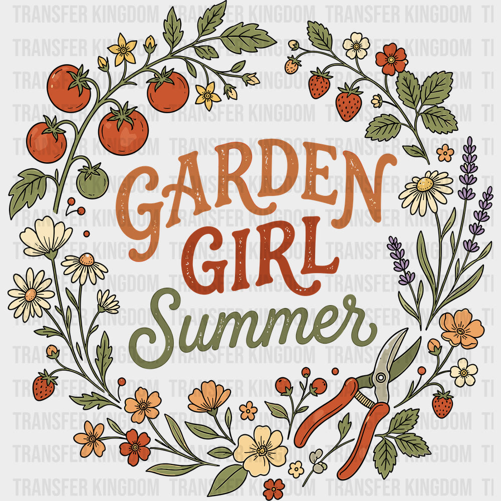 Garden Girl Summer - Gardening DTF Transfers - Adult Unisex - S & M (10’’) / Dark Color Design (See Imaging)