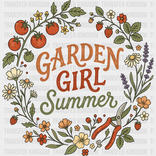 Garden Girl Summer - Gardening DTF Transfers - Adult Unisex - S & M (10’’) / Dark Color Design (See Imaging)