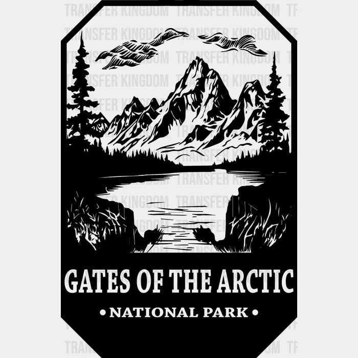 Gates Of The Arctic National Park Black And White Design - National Parks DTF Transfers