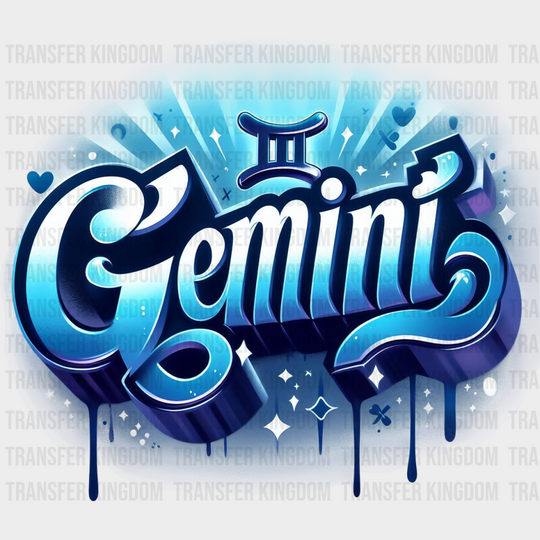 Gemini Blue And Pink - Zodiacs & Horoscopes Dtf Transfer Unisex S M (10’’) / Color Design See