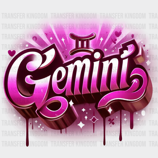 Gemini Blue And Pink - Zodiacs & Horoscopes Dtf Transfer Unisex S M (10’’) / Color Design See