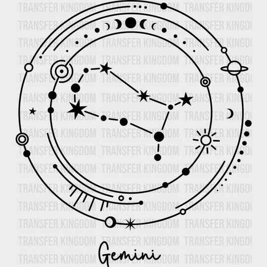 Gemini Constellation Design - Zodiac Dtf Transfer Unisex S & M (10’’) / Dark Color See Imaging