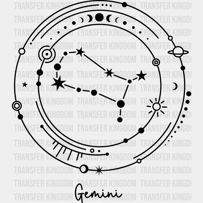 Gemini Constellation Design - Zodiac DTF Transfer