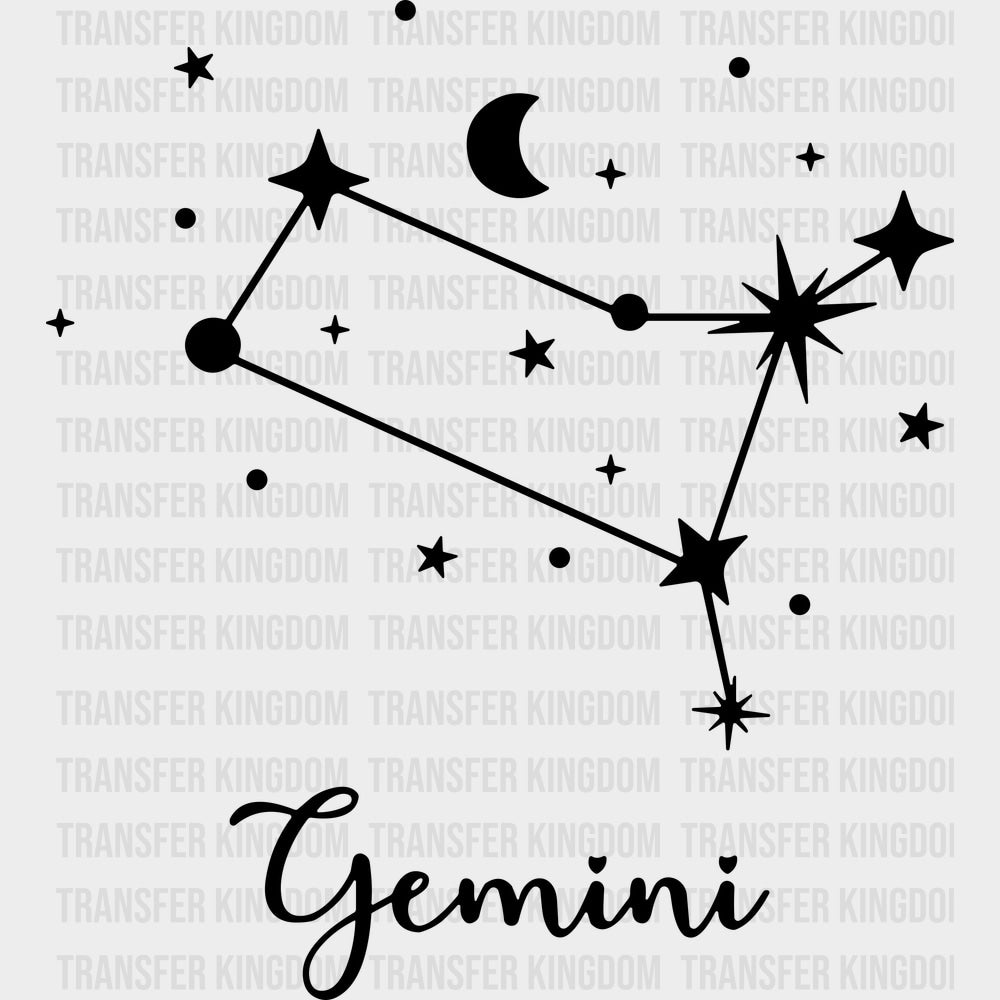 Gemini Constellations - Zodiacs & Horoscopes DTF Transfers - Adult Unisex - S & M (10’’) / Dark Color Design (See