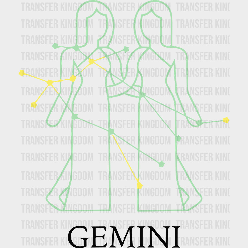 Gemini Teal Constellation - Zodiacs & Horoscopes DTF Transfers - Adult Unisex - S & M (10’’) / Dark Color Design (See