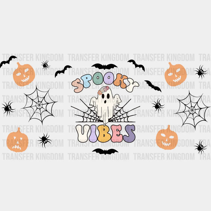 Ghost And Pumpkins - Halloween Cup Wrap UV Sticker Permanent UV DTF Decal