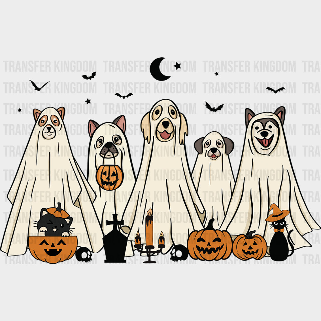 Ghost Dogs - Halloween Dtf Heat Transfer Unisex S & M (10’) / Dark Color Design See Imaging