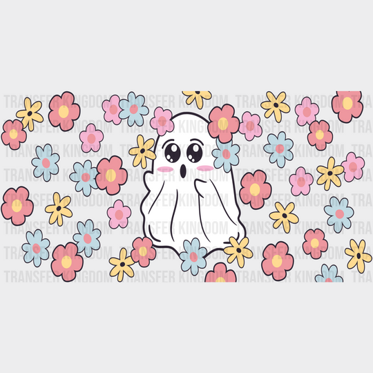 Ghost Flowers Design - Halloween Cup Wrap Uv Sticker Permanent Dtf Decal