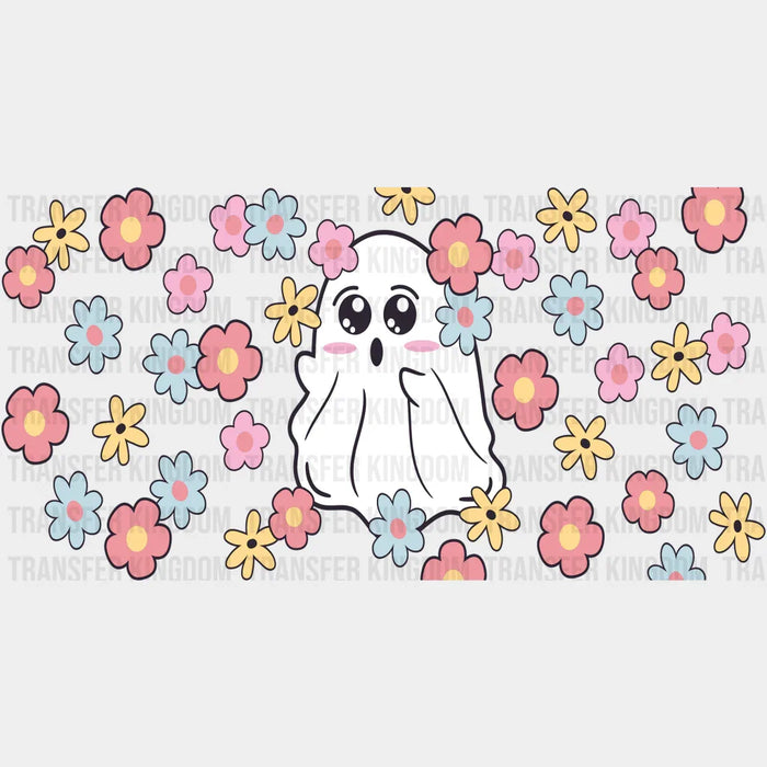Ghost Flowers Design - Halloween Cup Wrap UV Sticker Permanent UV DTF Decal