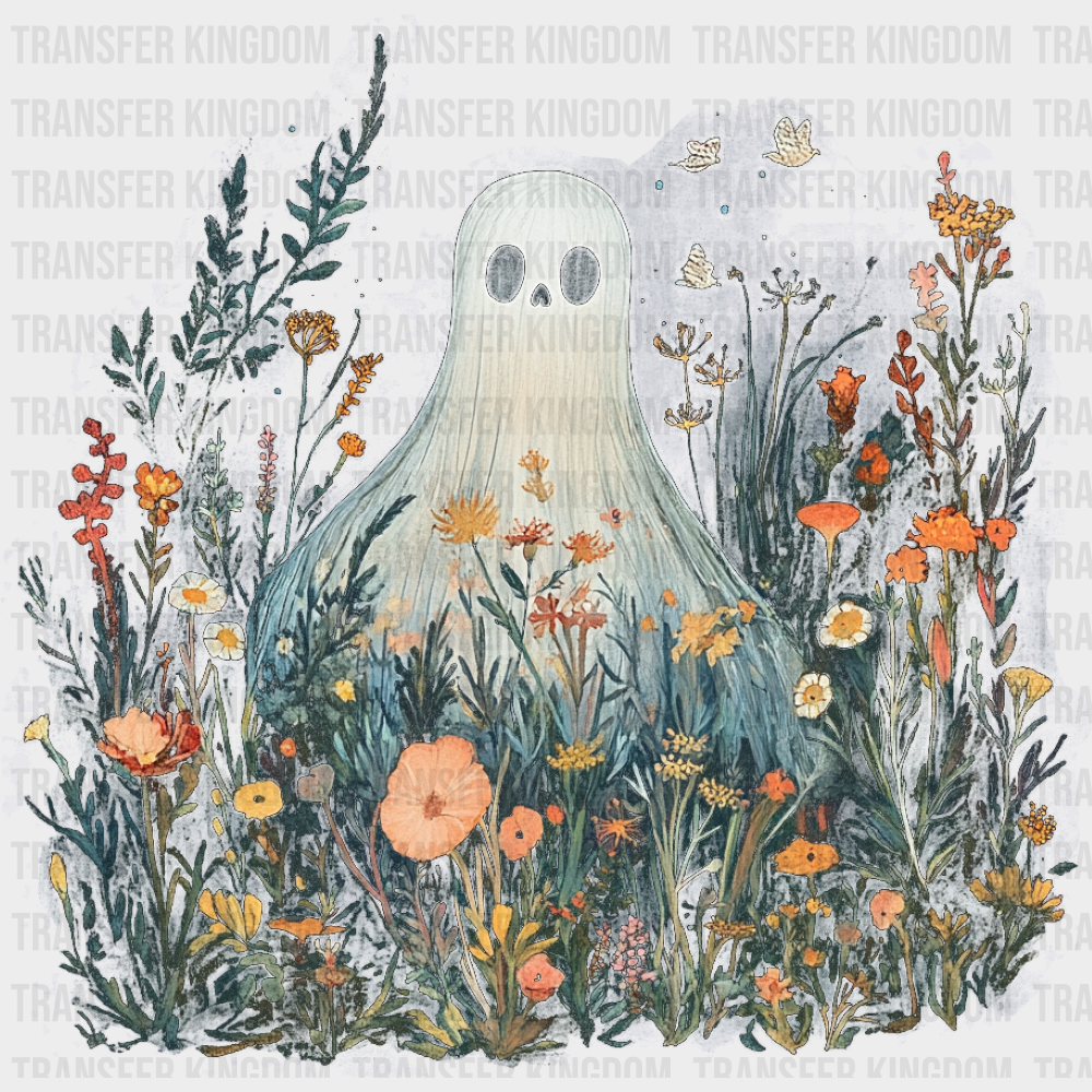 Ghost In Flowers 2 Halloween DTF Transfer