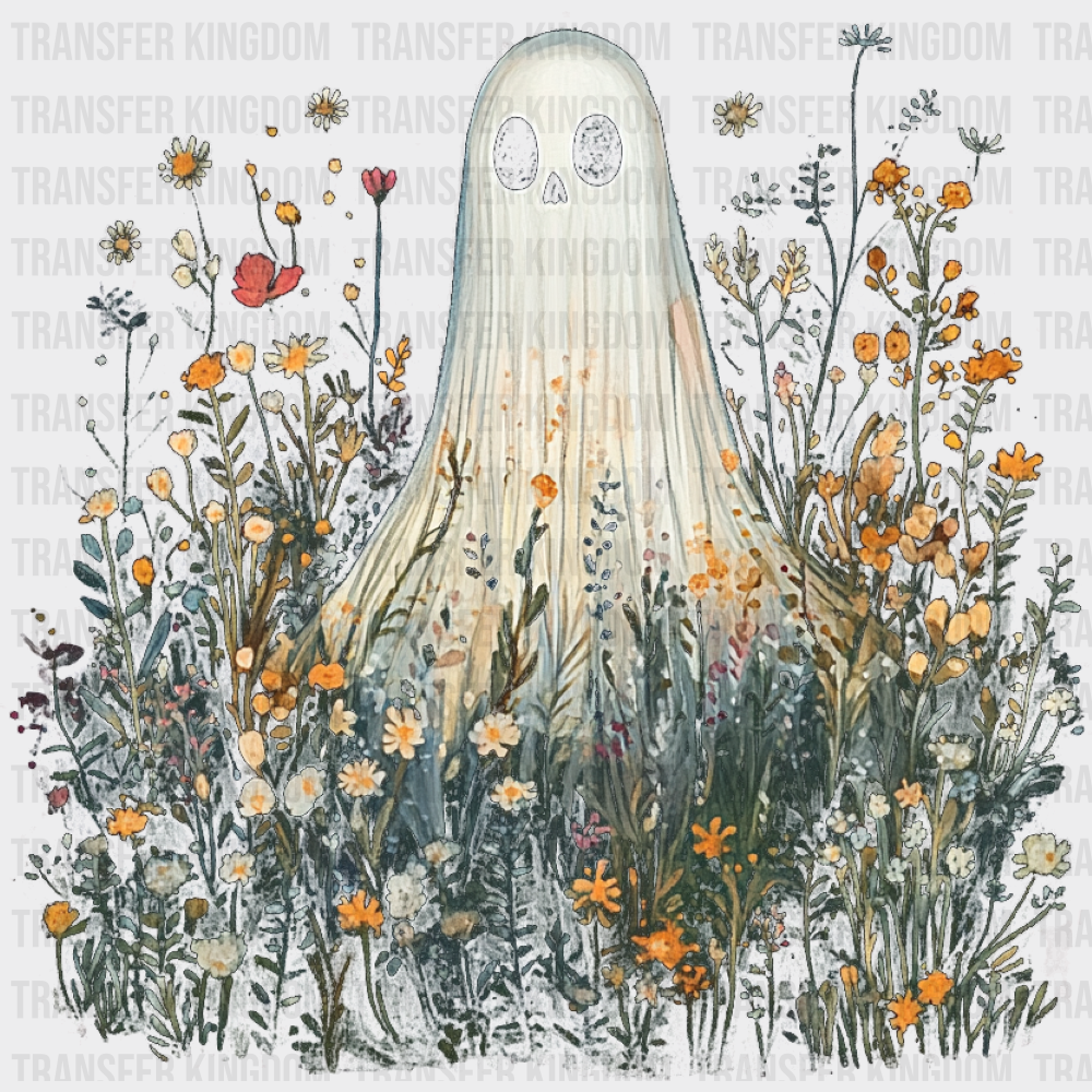 Ghost In Flowers 3 Halloween DTF Transfer