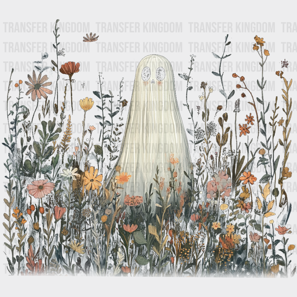 Ghost In Flowers 4 Halloween DTF Transfer