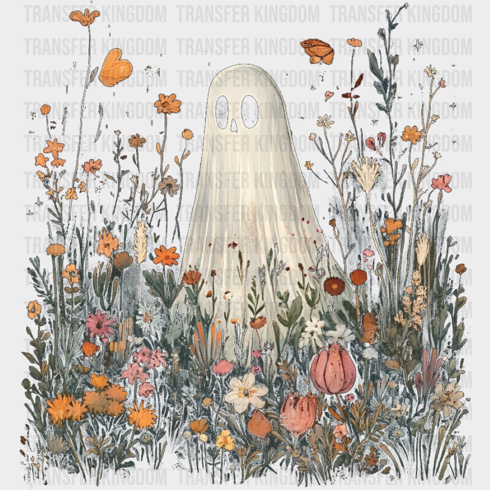Ghost In Flowers Halloween DTF Transfer