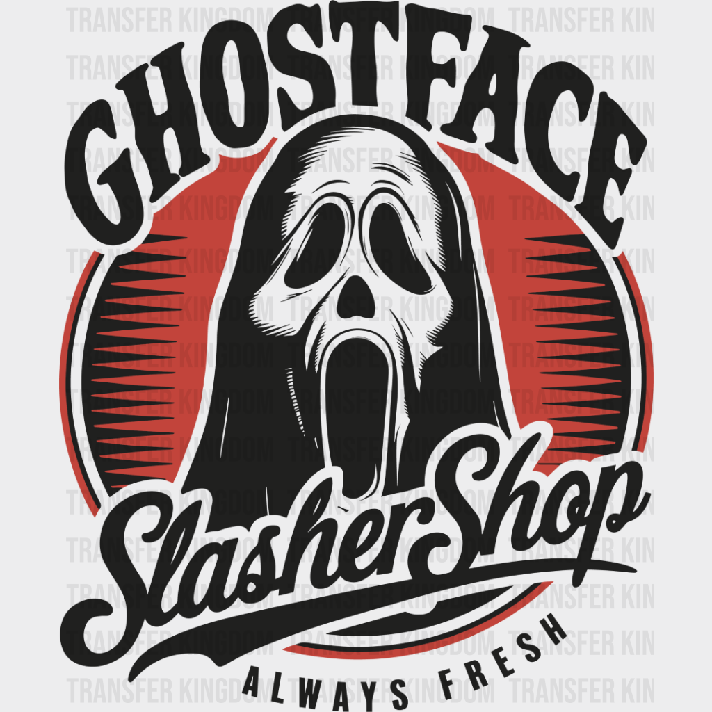 Ghostface Slasher Shop - Halloween Iron On Dtf Transfer Unisex S & M (10’’) / Dark Color Design