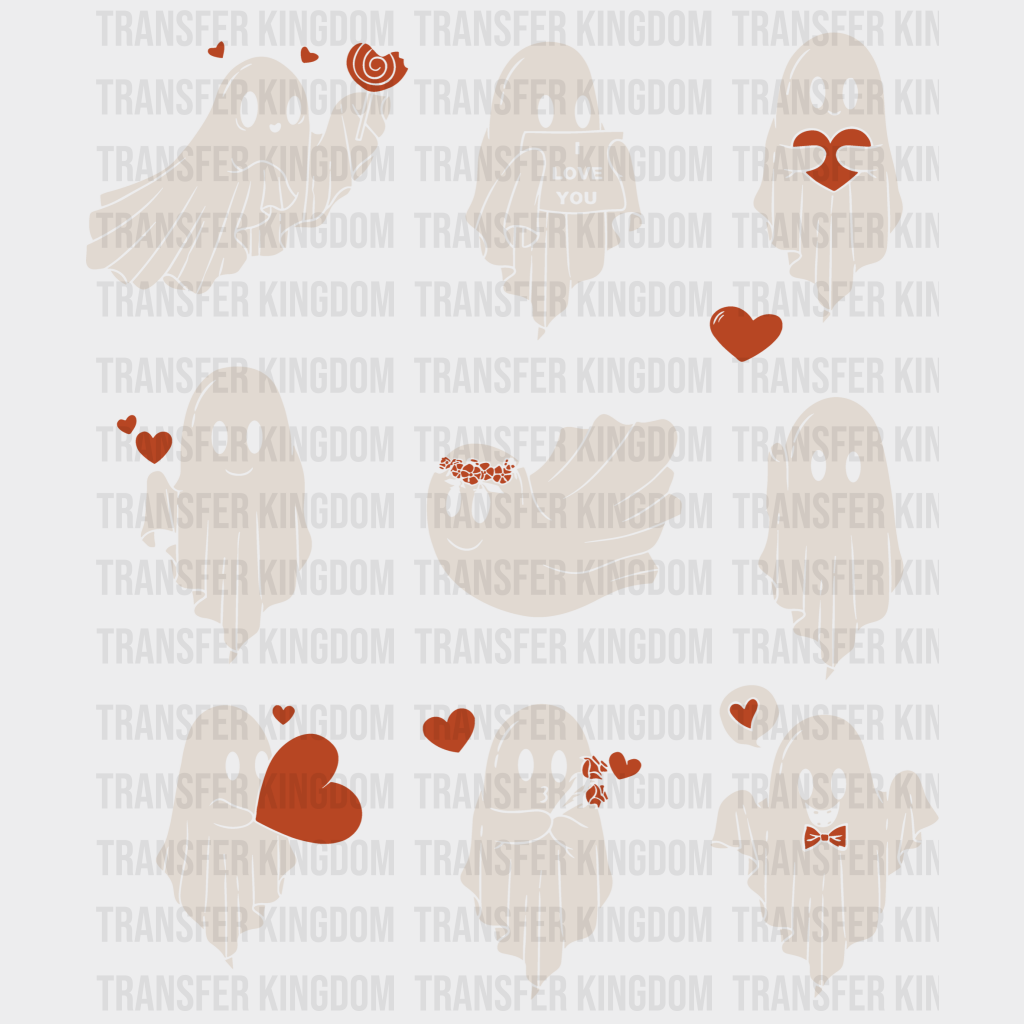 Ghosts I Love You Valentines Day Design - Dtf Heat Transfer