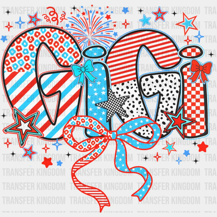 Gigi Ribbons, Stars And Fireworks - 4th Of July DTF Transfer