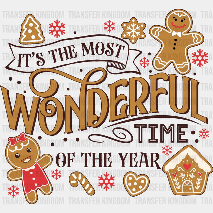 Gingerbread Cookies It's The Most Wonderful Time - Christmas DTF Transfer