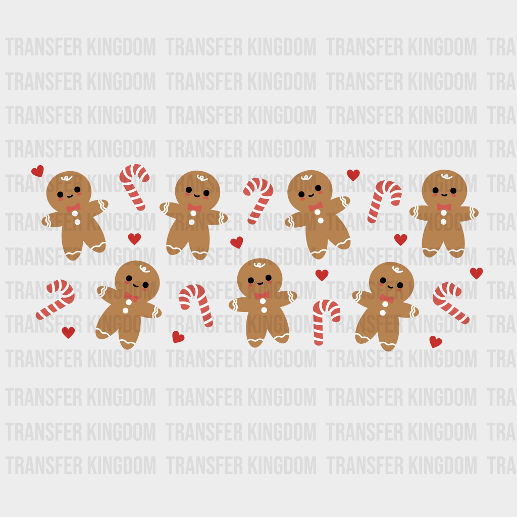 Gingerbread Men And Peppermints Christmas Uv Dtf Transfer Cup Wrap Sticker