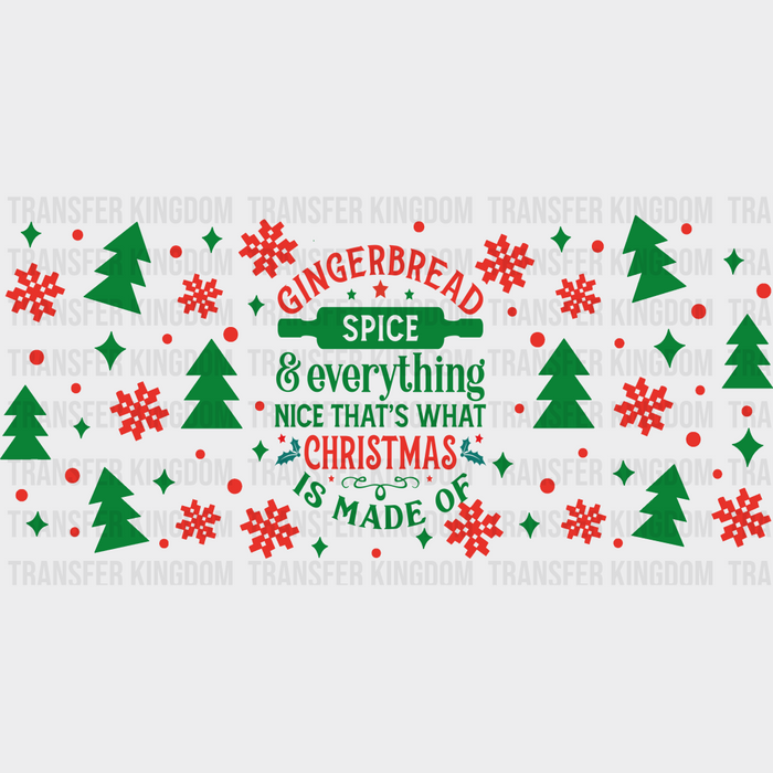 Gingerbread Spice - Christmas Cup Wrap UV Sticker Permanent UV DTF Decal