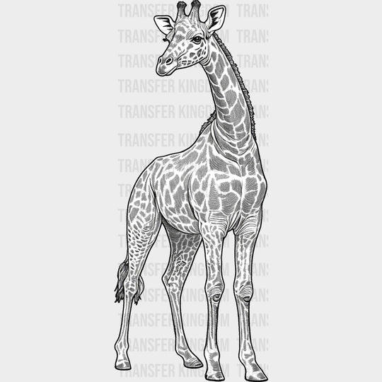 Giraffe B&W - Animals DTF Transfers - Adult Unisex - S & M (10’’) / Dark Color Design (See Imaging)