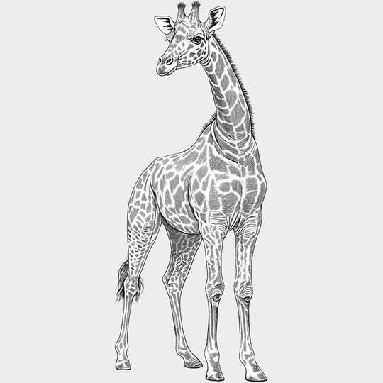 Giraffe B&W - Animals DTF Transfers - Adult Unisex - S & M (10’’) / Light Color Design (See Imaging)