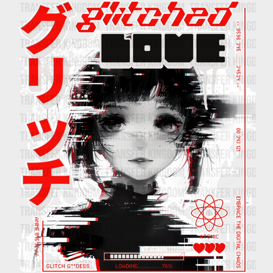 Glitched Love - Anime Dtf Heat Transfer Unisex S & M (10’’) / Light Color Design See Imaging