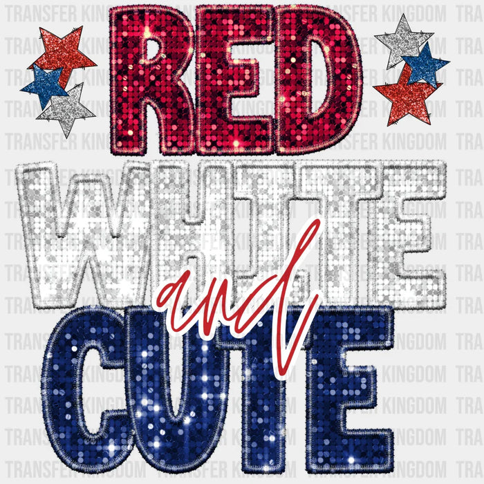 Glitter Red White And Cute 4th Of July DTF Transfer