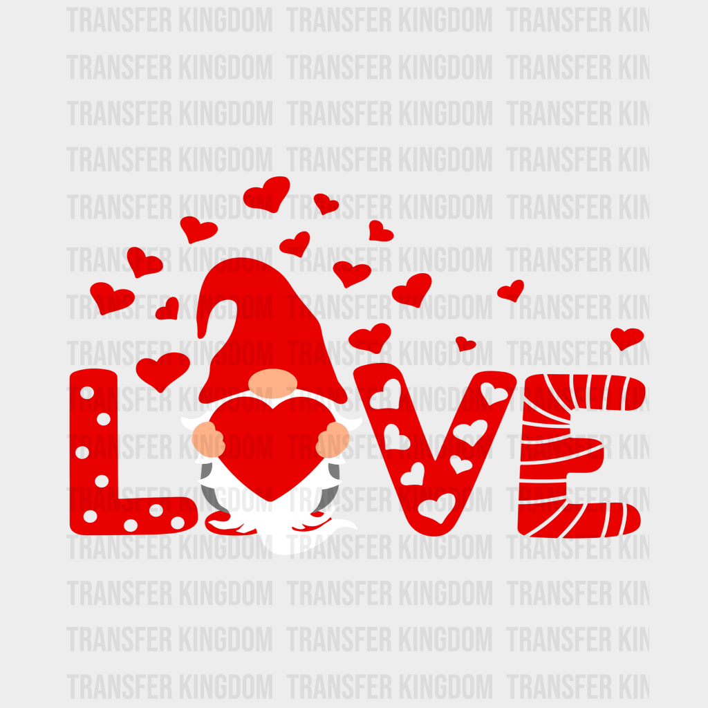 Gnome Love Valentines Day Design - Dtf Heat Transfer