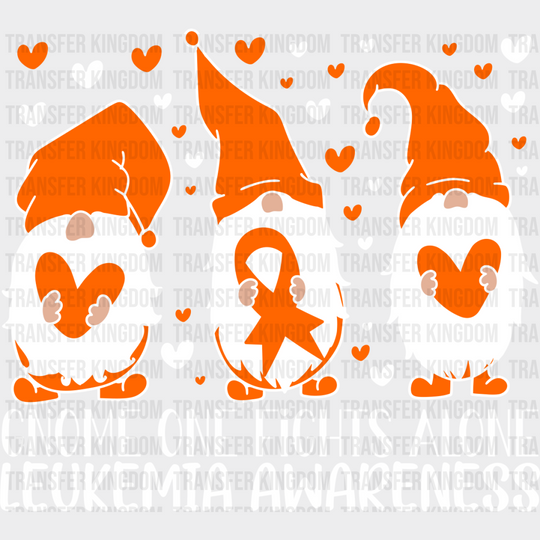 Gnome One Fights Alone - Leukemia Dtf Heat Transfer Unisex S & M (10’’) / Light Color Design