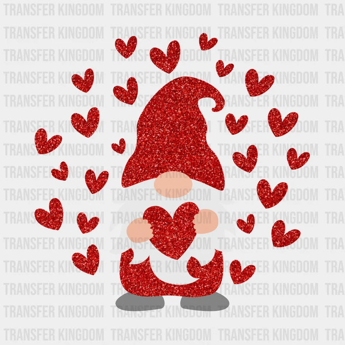 Gnome with Red Hearts Valentine's Day Design - DTF heat transfer